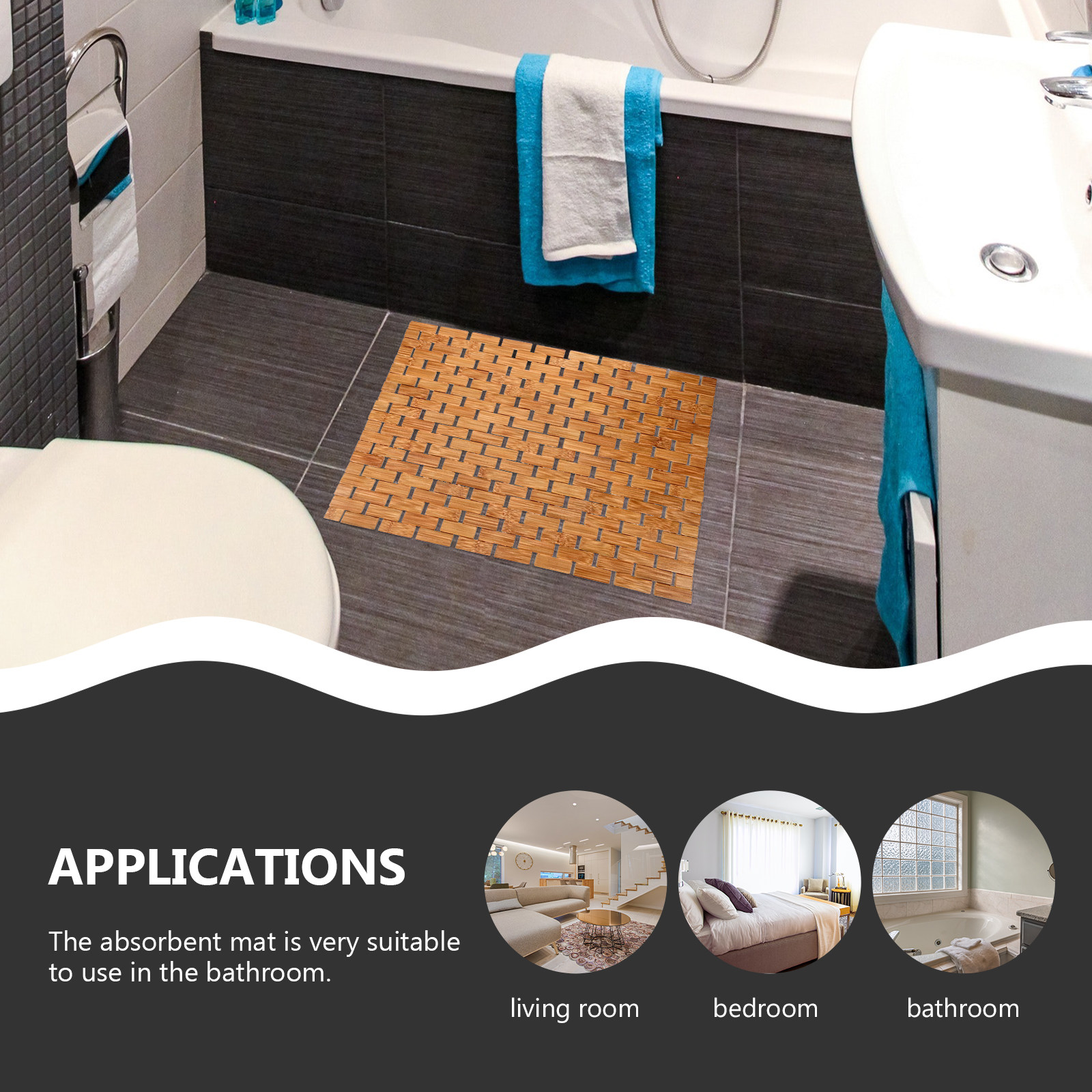 Keset Kamar Mandi Bambu Anti S - Bamboo Bath Mat ulasan dan harga
